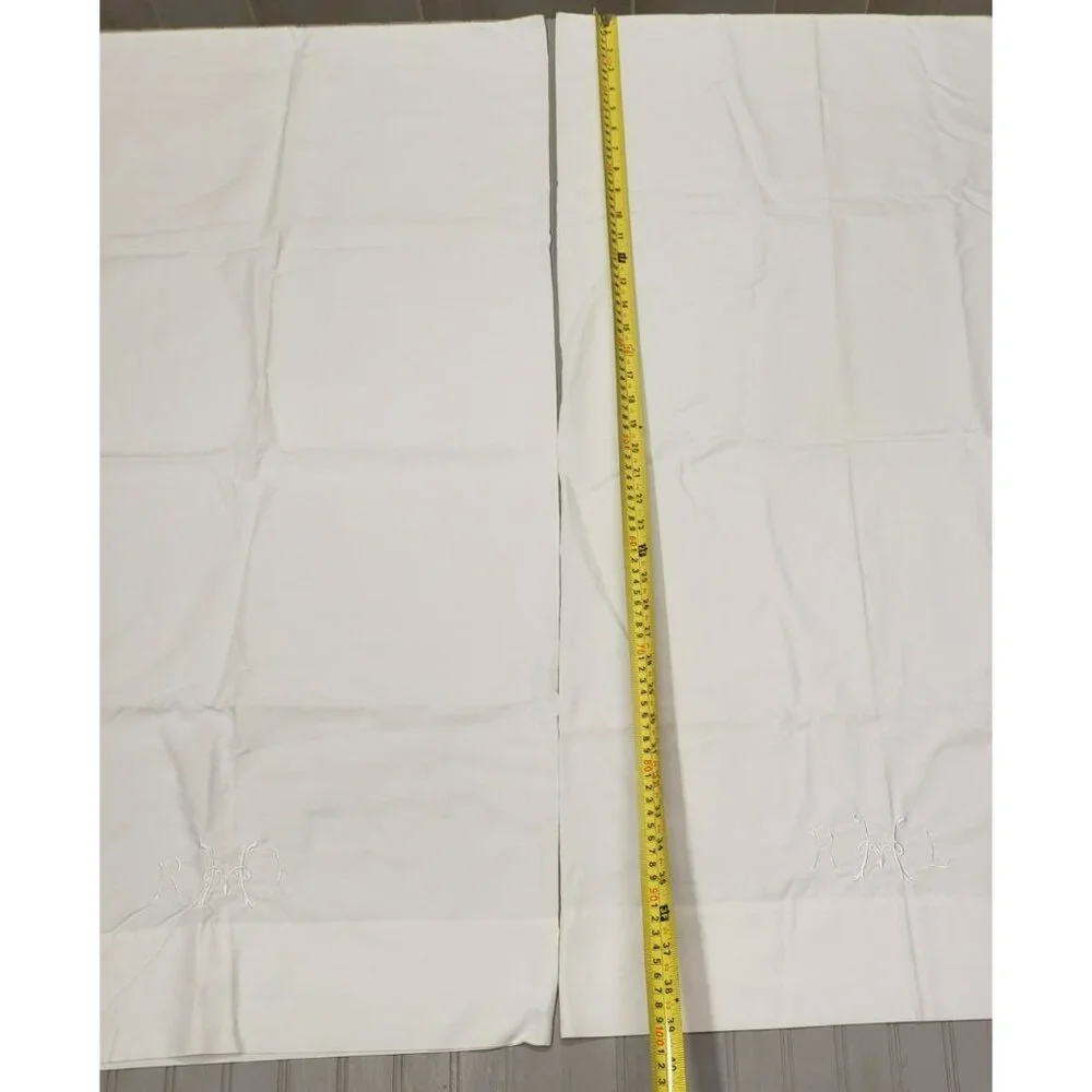 Pair of Vintage King Pillowcases, Monogramed RHL White on White, No tags 20